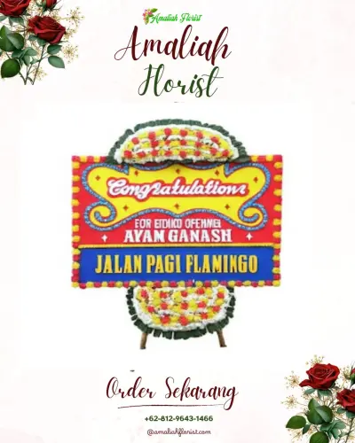 Bunga Papan Congratulation di Belakang Tangsi